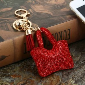 Keychain Ladies Red Bag Rhinestone